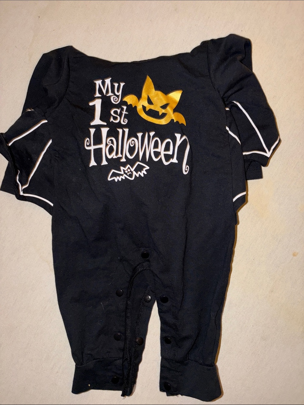 Kids Size 3-6M Baby 'My 1st Halloween' Black One-Piece Romper